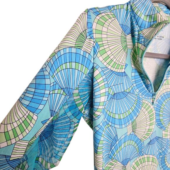 Ibkul Athletic Shirt Blue White Geometric Print 1/4 Zip Women S Collared - Picture 5 of 8